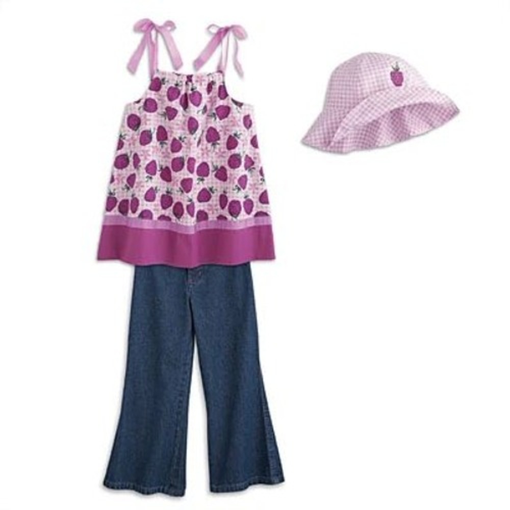 Bitty Baby American Girl Girls Purple Raspberry Gingham Tie Strap Top Size 7